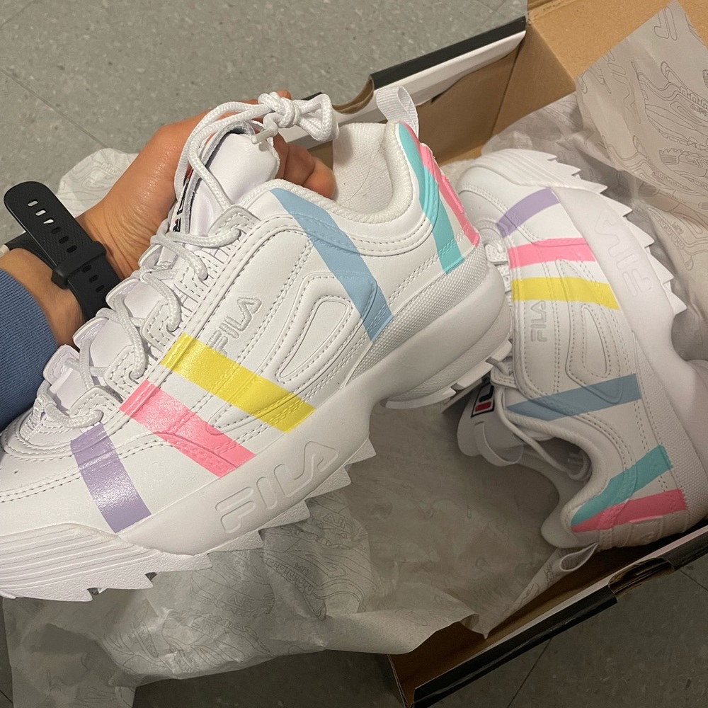 FILA COTTON CANDY DISRUPTOR II STRIPE SNEAKERS NWT